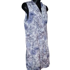 Peserico Lavender Marble-Print Sleeveless Midi Dress